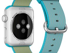 Curea iUni compatibila cu Apple Watch 1/2/3/4/5/6/7, 44mm, Nylon, Woven Strap, Electric Blue